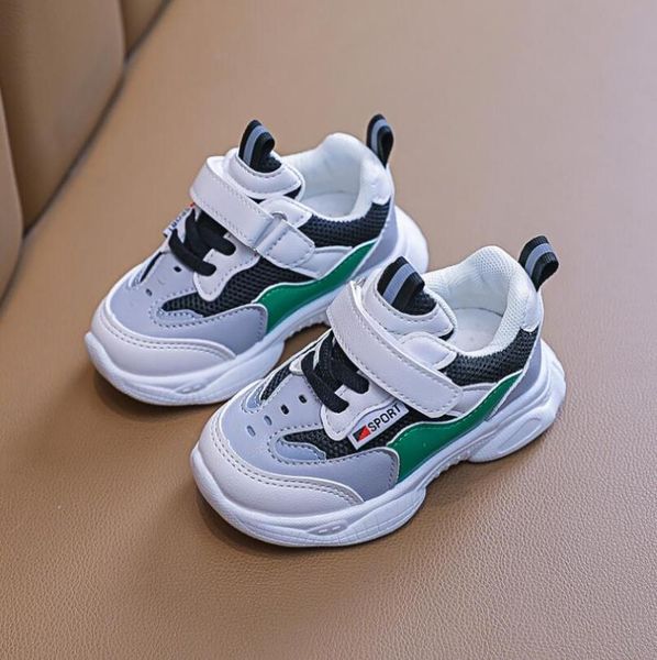 

athletic & outdoor kids shoes mesh color matching children's tennis breathable sport fashion footwear girls boys sneakers running, Black