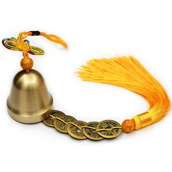 

decorative objects & figurines brass wind chime 40cm hanging charm chinese knot ornament copper coin pendant fortune wealth bells decoration