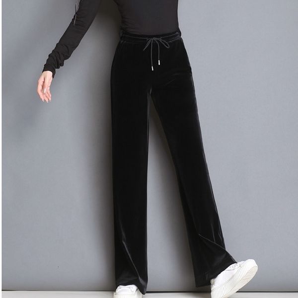 

2021 new loose ladies'corduroy thicken all-match lady leg drop pants taller quality size wnsn, Black;white
