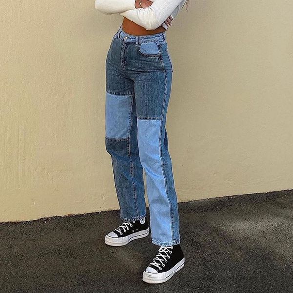 

e-girl womens jeans baggy y2k high waist straight pants denim trousers 2021 fashion streetwear boyfriend joggers 90s, Black;white