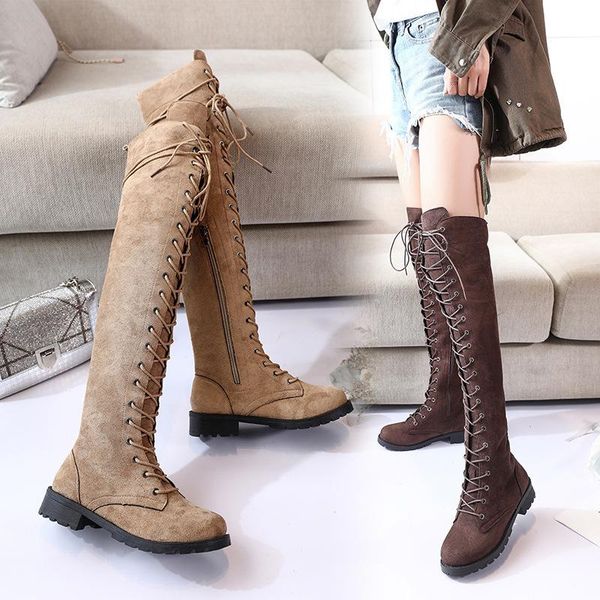 

boots large lace up knights' women's with front over the knee and low, Black