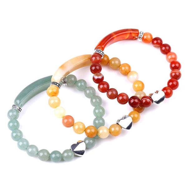

wholesale colorful natural agate crystal stone beads strands gemstone bracelet luxury women's jewelry, Black