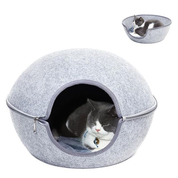 

cat beds & furniture sleeping bag soft winter warm dog felt bed zipper egg shape pet house nest