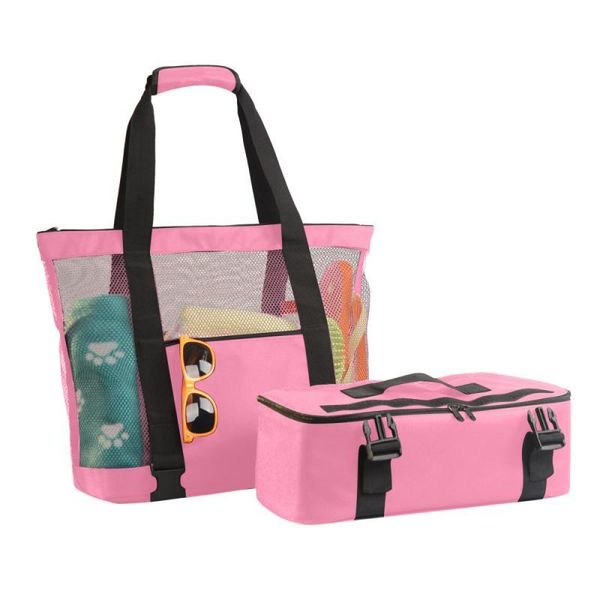 

outdoor bags mesh beach tote bag with detachable cooler - max capacity 34l 150lbs ultra durable for family