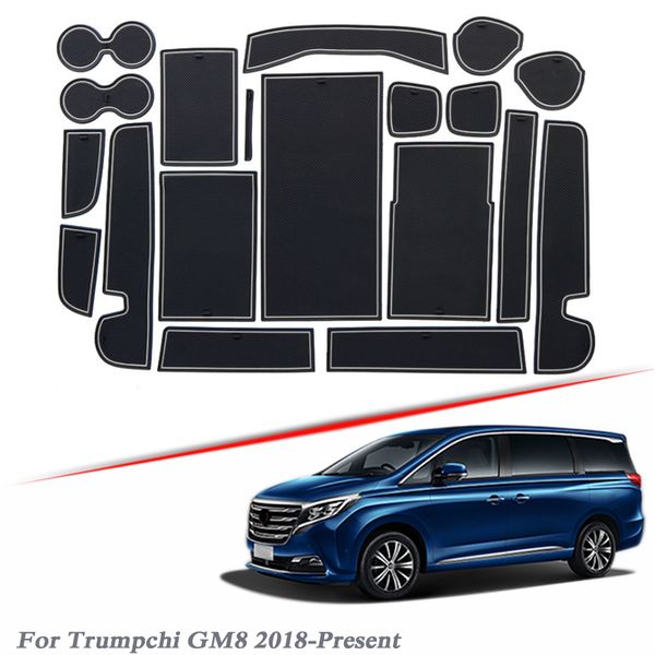 

with car brand logo 19pcs car styling for trumpchi gm8 2017-2020 latex gate slot pad interior door groove mat non-slip dust mat accessories