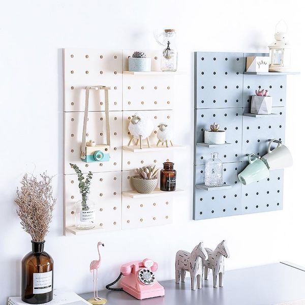 

hooks & rails adhesive storage rack with hole punch-wall-mounted organizer assemblable display board for home no drilling holders