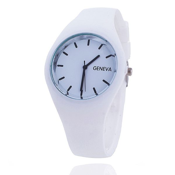 Women's Watch Trendy Ultra-Thin Wristwatch Men com pulseira de silicone de cor creme