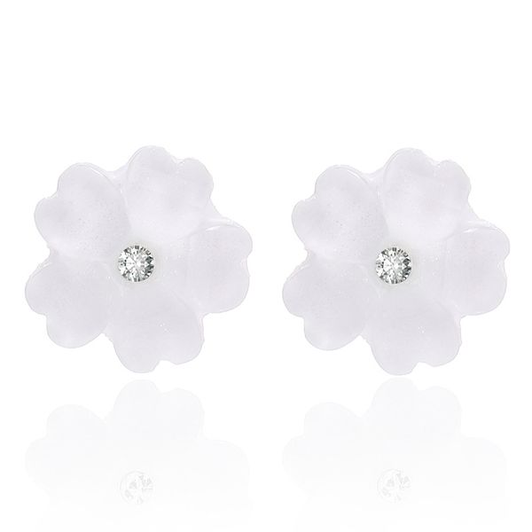 

stud exquisite small earrings, white crystals, diamonds, five-leaf flowers, simple temperament, wild beautiful essence, Golden;silver