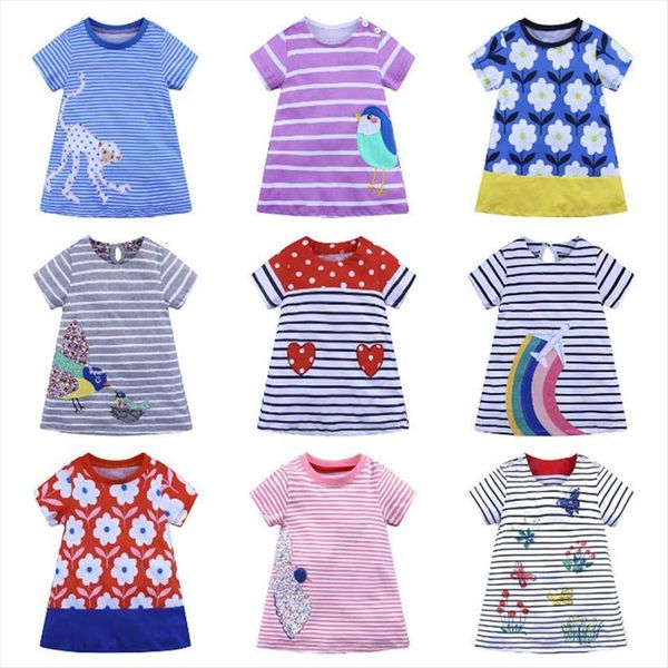 

summer style cotton for girl dress girls kids clothes short sleeved o neck princess cartoon dresses 1 6 years old, Red;yellow
