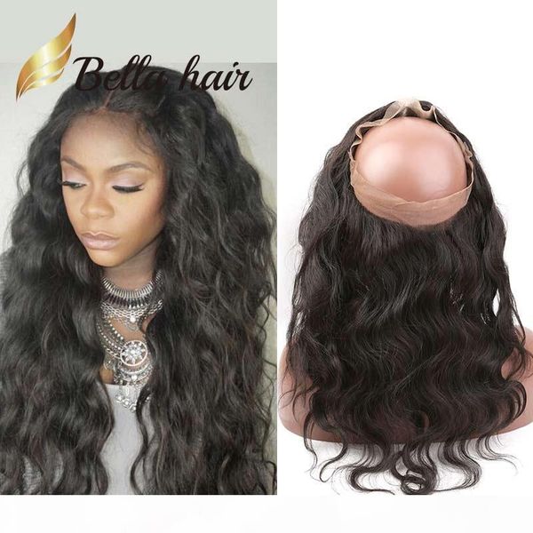 

360 lace frontal closure brazilian peruvian indian mongolian body wave human hair 360 closure sales bellahair natural color virgin hair, Black