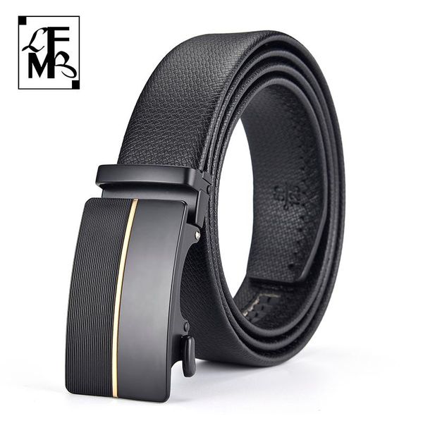 

belts [lfmb]men's belt cow leather fashion automatic buckle black genuine for men 3.5cm width, Black;brown