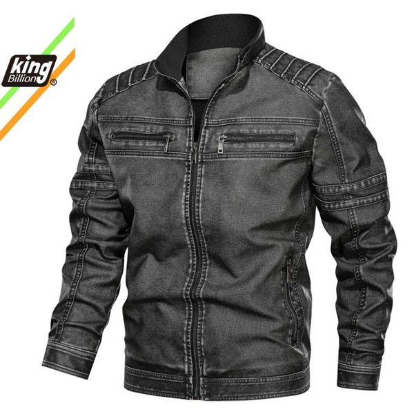 

men's fur & faux jacket street windbreaker retro coat men leather clothing thick pu plush casual, Black