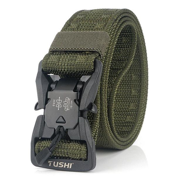 

waist support official genuine tactical belt resin quick release magnetic buckle real nylon military army accessores, Black;gray