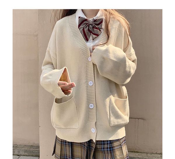 

spring korean woman sweaters cardigan solid color v-neck long sleeve knitted sweater women autumn clothes knitwear cosplay, Black;brown