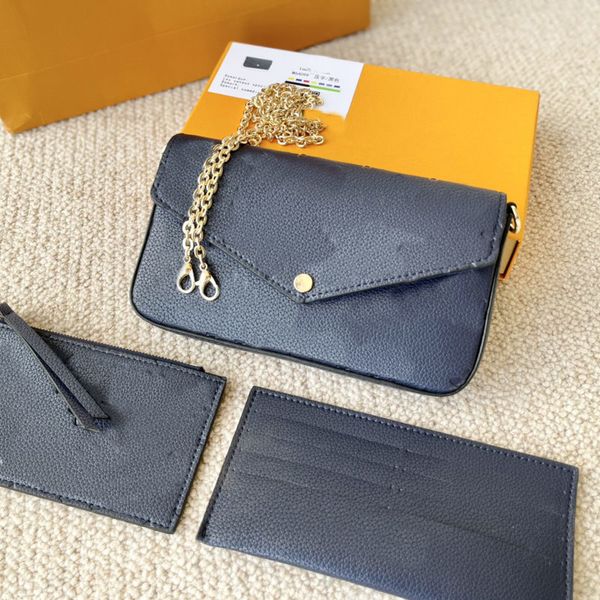 

women shoulder chain bag ladies mobile phones purse quality coin wallet flap card pack classic three piece set