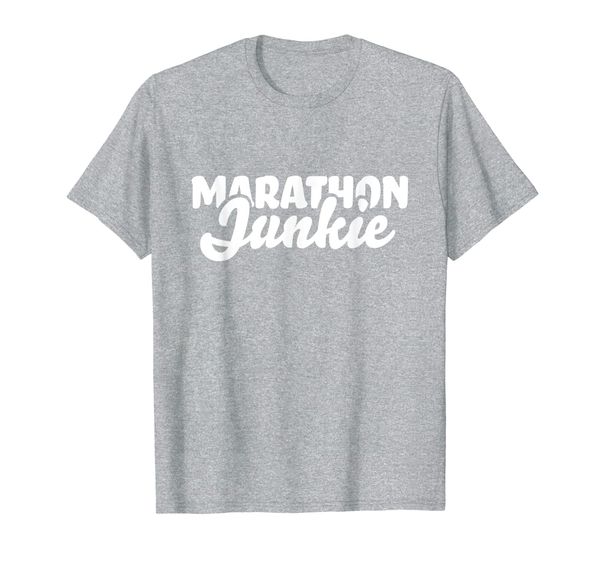 

runner clothes running gifts: marathon junkie t-shirt, White;black