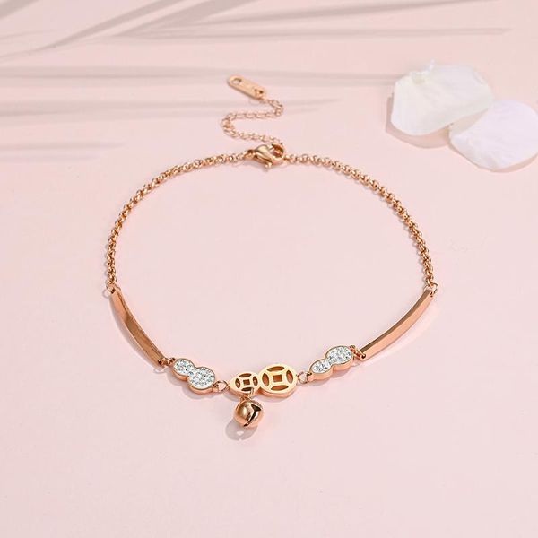

charm bracelets trendy zircon crystal gourd copper accessories for women no fade stainless steel female jewelry, Golden;silver