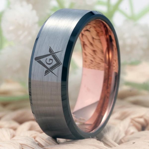 

wedding rings masonic ring compass square mason anniversary gift classic 8mm men's tungsten carbide comfort fit design, Slivery;golden