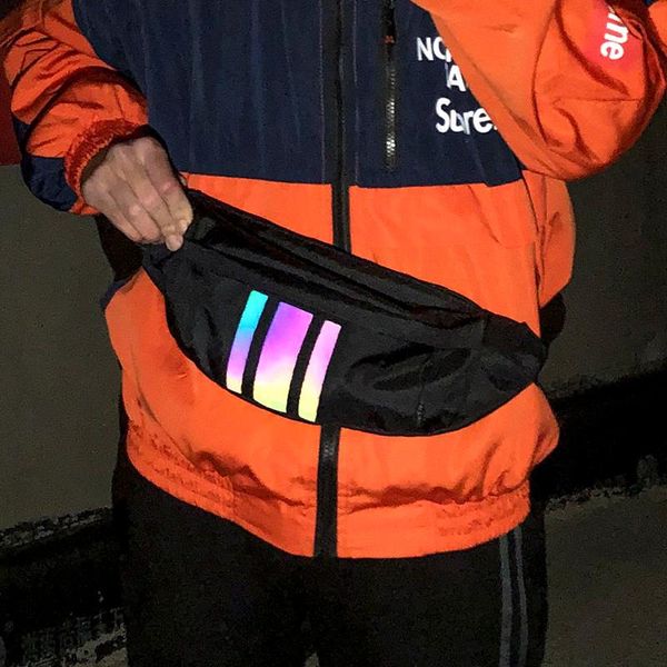 

waist bags reflective chest bag for men canvas fanny pack male street crossbody casual travel hip hop shoulder