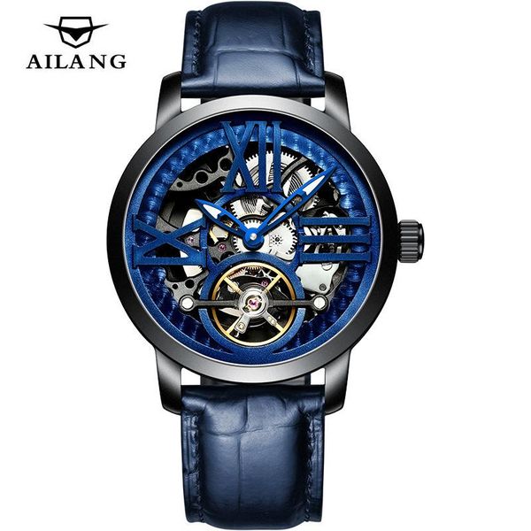 

wristwatches ailang skeleton watch tourbillon mechanical automatic wristwatch men business male clock relogio masculino, Slivery;brown