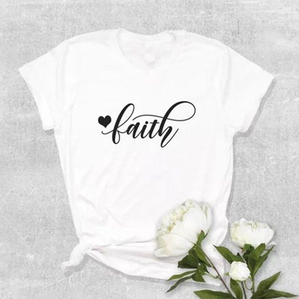 

women's t-shirt t shirt women tshirt graphic shirts cotton slogan fashion summer basic faith print tee plus size xs-xxxl, White
