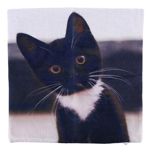 

cushion/decorative pillow vintage white and black cat dog cotton cute sofa waist throw cushion cover home car decor