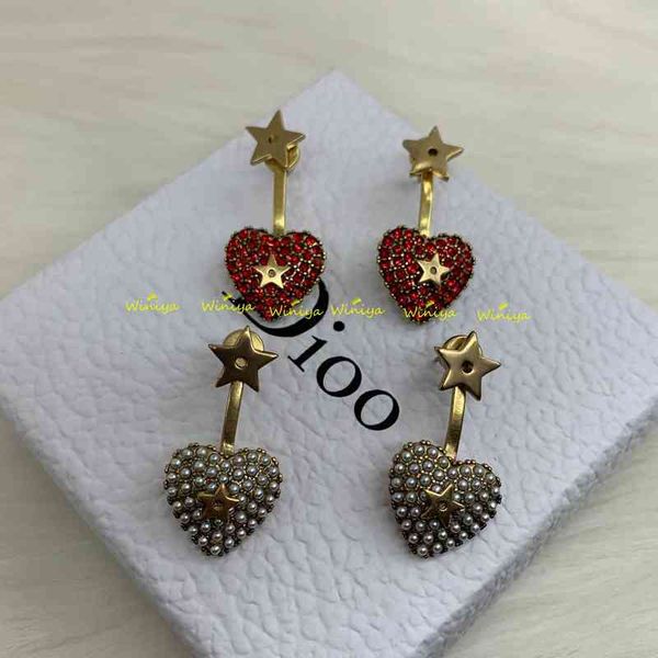 

factory wholesale earrings new letter diamond inlaid pearl love fashion earrings feminine fashion earrings, Golden