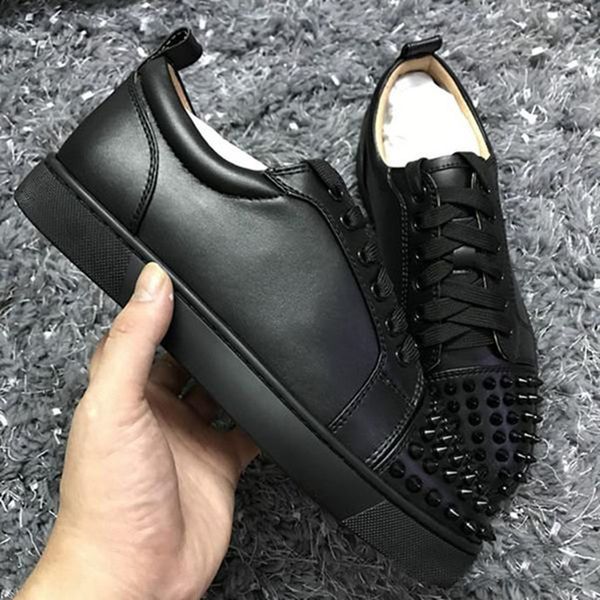 

spikes low red bottom studded sneakers men shoes women/men flat casual shoes red soles autumn winter casual trainers, Black