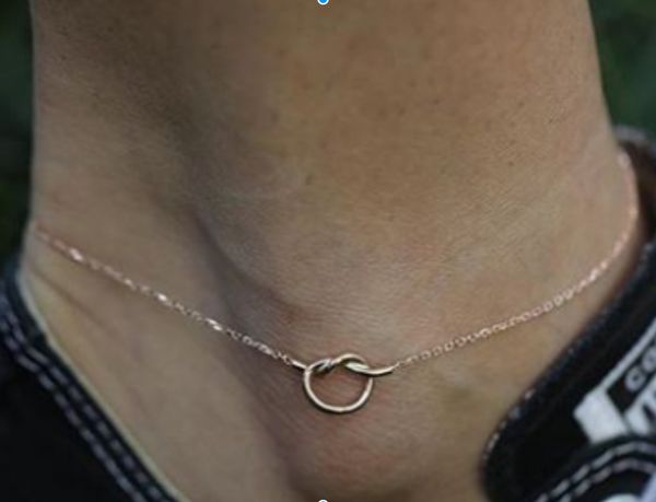 

19070301 foot chain creative simple gold alloy concentric knot foot chain, Red;blue