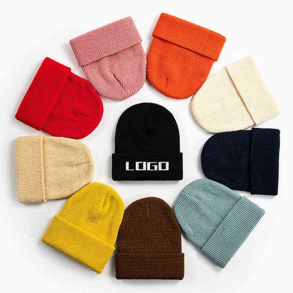 

diy customized new korean square wool knitted caps women men skullcap autumn winter brand skullies beanies baggy melon cap y21111, Blue;gray