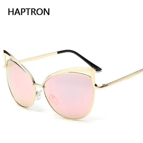 

haptron cat eye luxury sunglasses women brand designer mirror men sun glasses vintage female pink, White;black