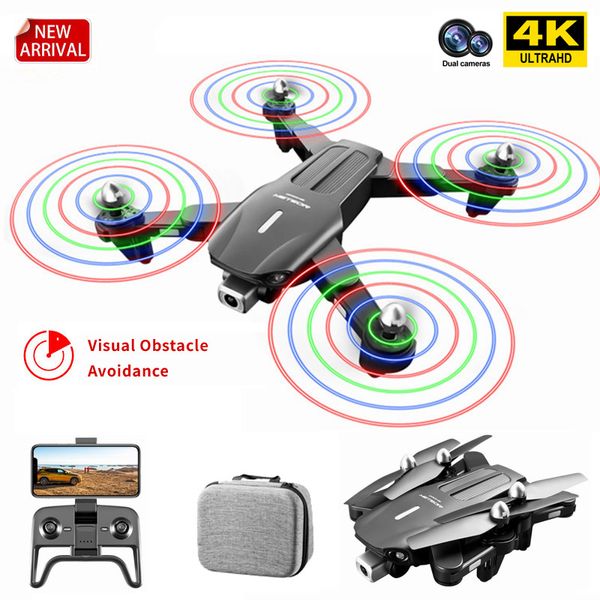 K106 LED Luz Drone RC Aeronave 4K HD Câmera Visual Obstáculo Visual Evitação Fluxo Optical Posicionamento Dobrável RC Quadcopter Boy Presentes