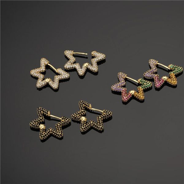 

stud funmode charm star shape multicolor cz earrings for women wedding party jewelry accessories wholesale fe236, Golden;silver