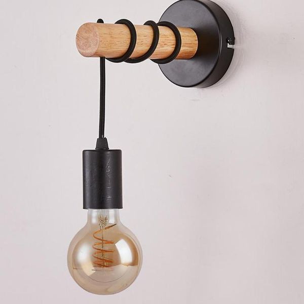 

wall lamp vintage wooden lights fixture e27 110v 220v outdoor corridor industrial sconce bedside
