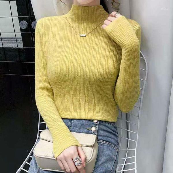 

women autumn winter vintage pullover female slim mock neck long sleeve knitted jumper lady casual loose solid sweater e225 women's swea, White;black