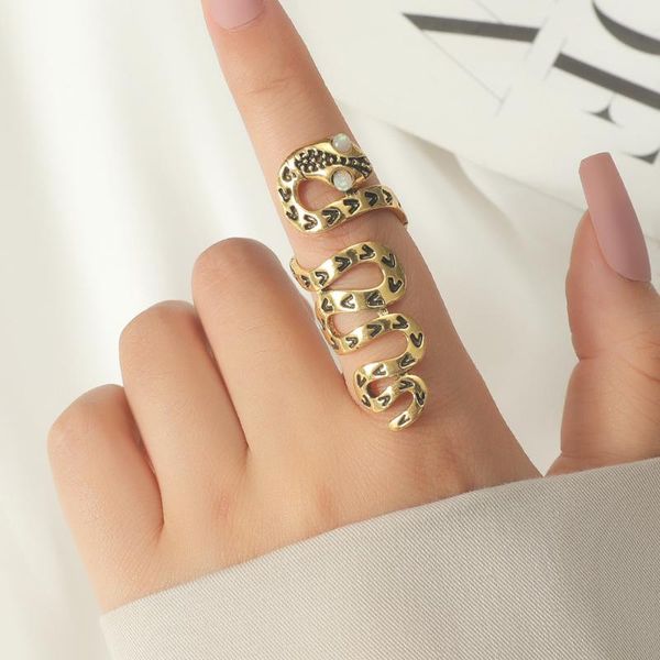 

wedding rings mens for women retro personality snake-shaped exaggerated animal ring metal geometric jewelry female halloween, Slivery;golden