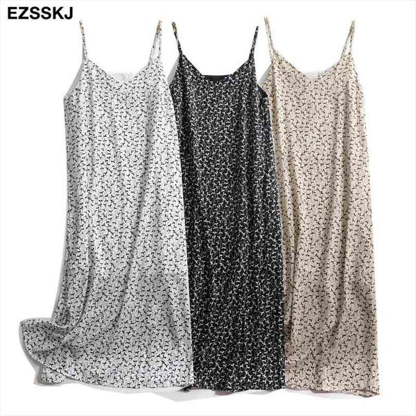 

a line spring summer womens dress floral printed stripe casual long camisole women loose chiffon maix, Black;gray