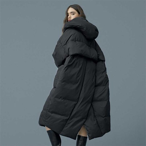 

s- 7xl plus size winter oversize warm duck down coat female x-long down warm jacket hooded style thick warm parkas 92 211018, Black