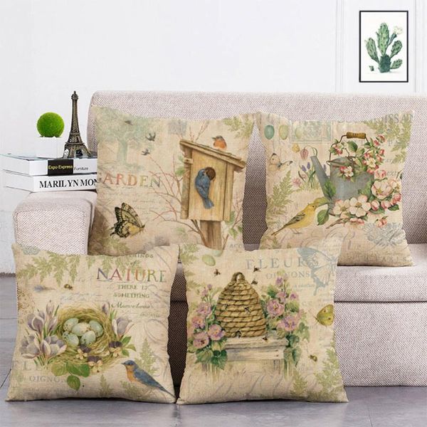 

pillow case nature birds butterfly bee cushion cover home decoration 45cm x 45cm pillowcase pillow case vint t279
