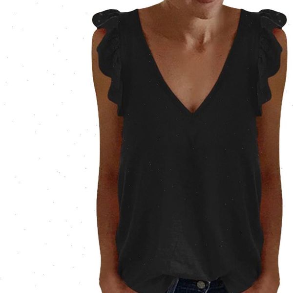 

women blouses solid summer vintage ladies sleeveless v neck shirts plus size blouse pullover, White