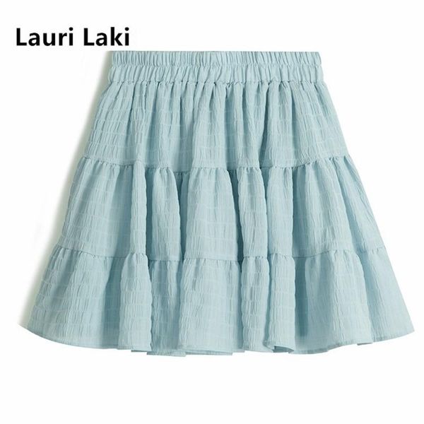 

skirts lauri laki chiffon pleated women vintage mini a-line skirt summer 2021 white black elastic waist petticoat chic