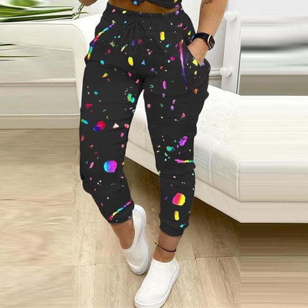 

women's pants & capris women casual fashion wide leg trousers loose sport female high waist side split drawstring pant plus size 2021, Black;white