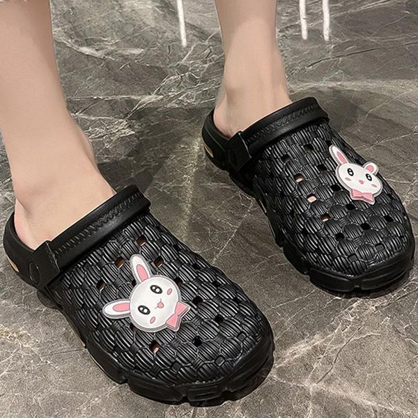 

slippers shoes for women 2021summer beach sandals home simple women's couples hollow out non-slide, Black