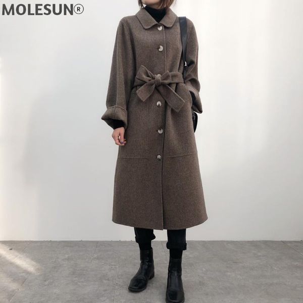 

women's wool & blends woollen coat, medium and long 2021 fashion ni coat, Black