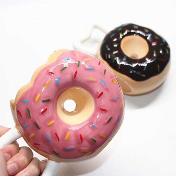 

ceramic donut shape coffee cup bread biscuit milk mug with handle deskdecorative drinking utensils handmade art drinkware