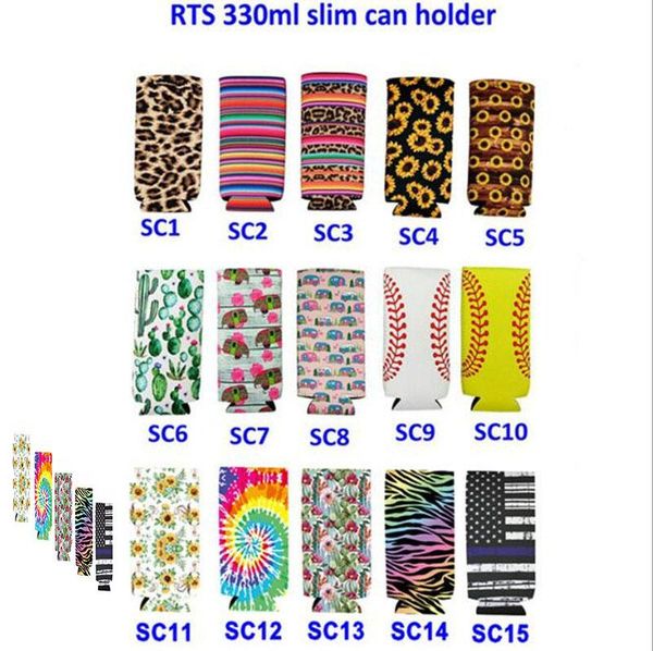 

330ml slim water tank cover sunflower neoprene insulator cooler baseball water tank rack water bottle cover bottle cap small school bag leop