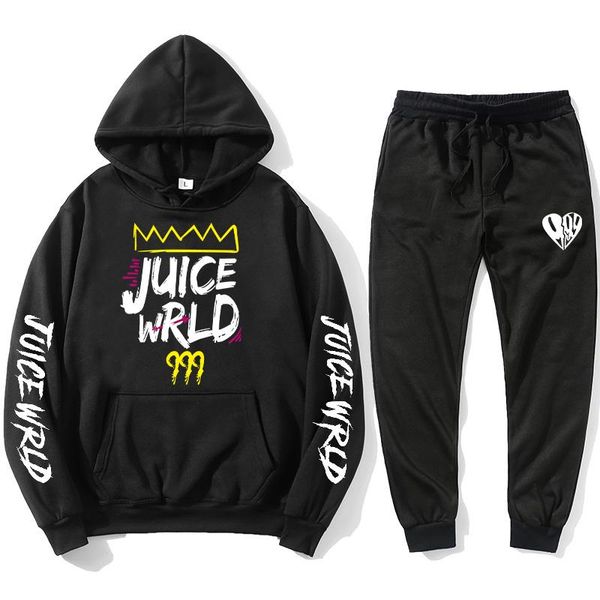 

jogging clothing 2021 juice wrld hoodie men's and women's sweatshirt autumn winter harajuku hip hop casual wool pu, Black;red