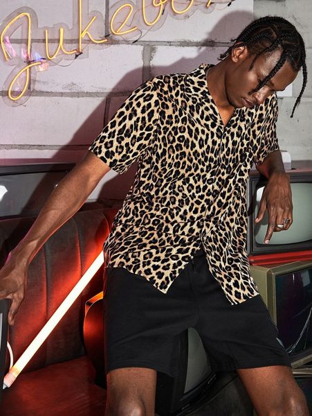 

men leopard print shirt r3gd#, White;black