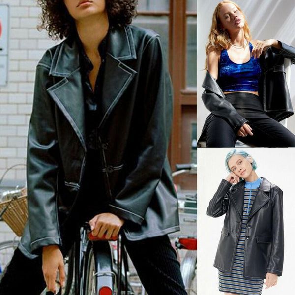 

women's jackets autumn vintage leather bomber jacket women motorcycle bike lapel short coat black, Black;brown