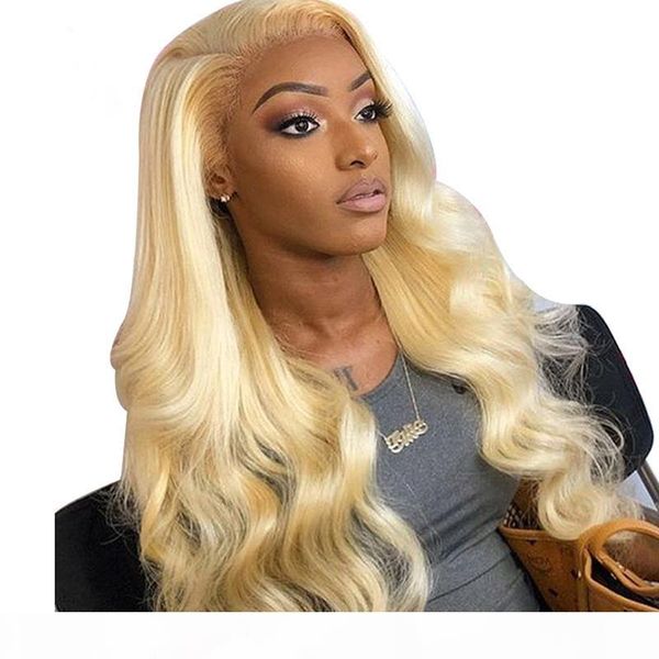 

blonde 613 human hair glueless full lace wig with baby hair 10a body wave lace front wig for woman bleached knot, Black;brown